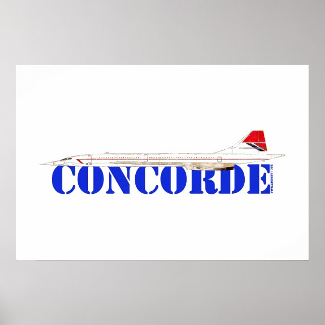 Concorde Jet with Bold Blue Text Poster (Front)