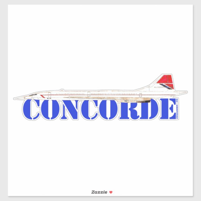 Concorde Jet with Bold Blue Text Sticker (Sheet)