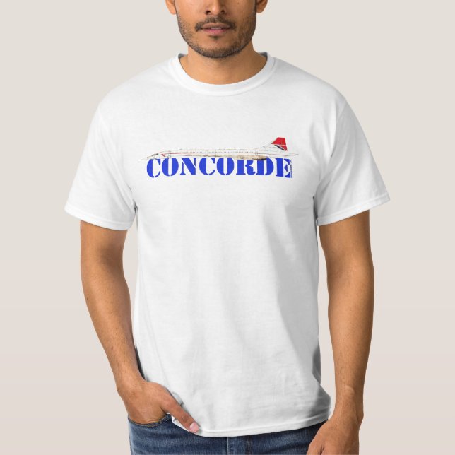 Concorde Jet with Bold Blue Text T-Shirt (Front)