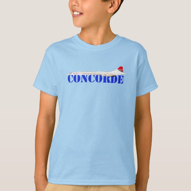 Concorde Jet with Bold Blue Text T-Shirt (Front)
