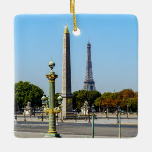 Concorde Luxor Obelisk and Eiffel Tower  - Paris Ceramic Ornament