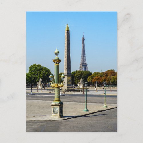 Concorde Luxor Obelisk and Eiffel Tower  _ Paris Postcard