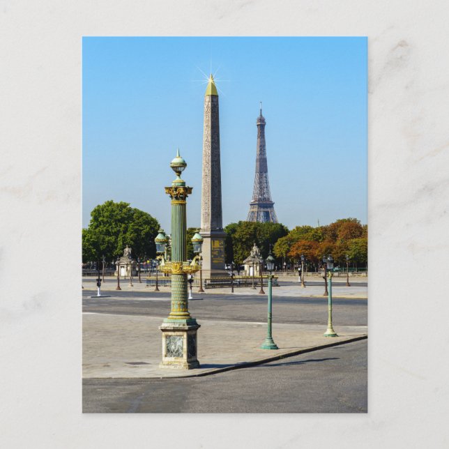 Concorde Luxor Obelisk and Eiffel Tower  - Paris Postcard (Front)