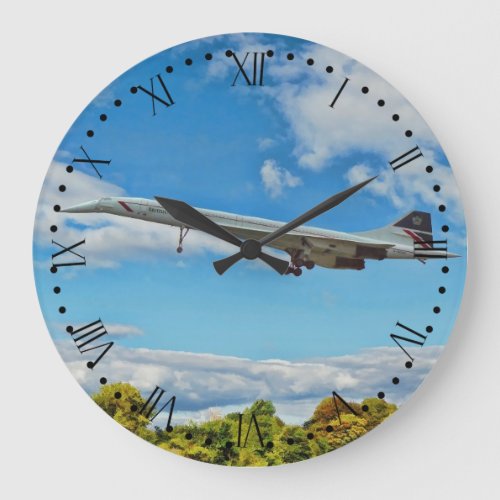 Concorde on Finals Roman dial Large Clock