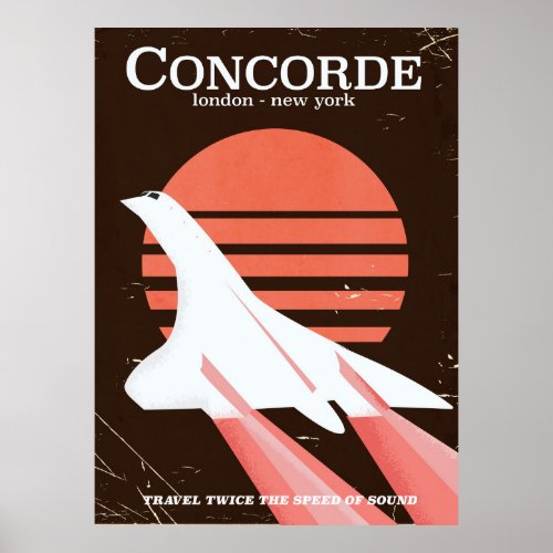 Concorde vintage flight travel poster
