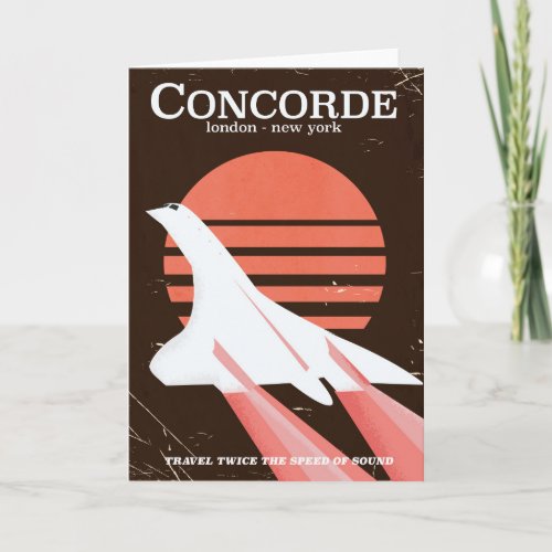 Concorde vintage flight travel poster card