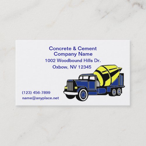 Concrete and Cement Company Business Card