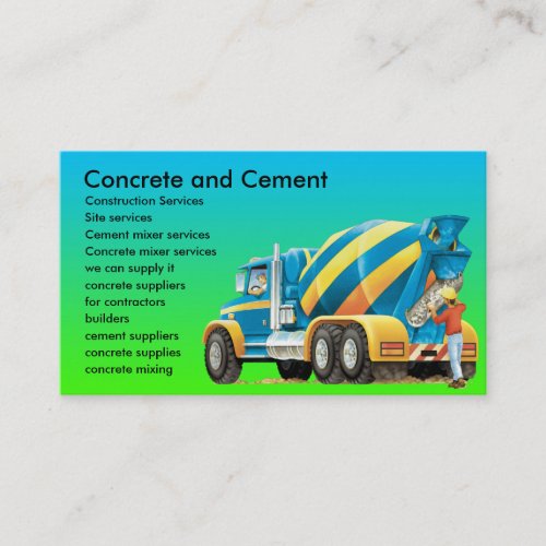 Concrete and Cement Mixer Business Card