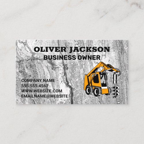 Concrete Background  Drill Construction Vehicle Business Card