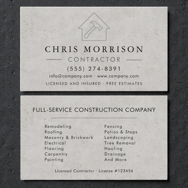 Concrete Building Construction Contractor Business Card (Creator Uploaded)