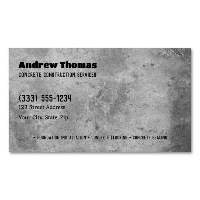 Concrete Business Card Magnet (Front)