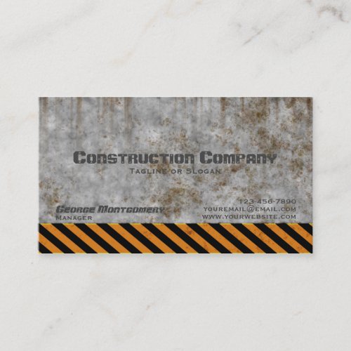 Concrete Caution Construction Company Business Card