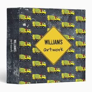 Concrete Cement Construction Trucks Artwork Artist 3 Ring Binder