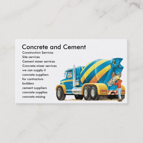 Concrete  Cement Mixer Construction Business Card