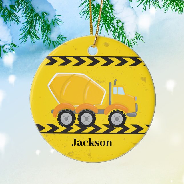 Concrete Cement Mixer Custom Boys Truck Christmas Ceramic Ornament (Creator Uploaded)