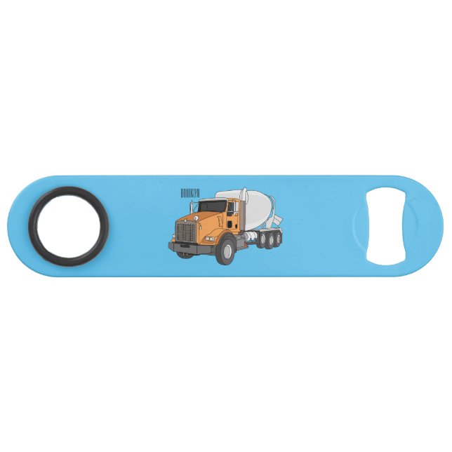 Concrete cement mixing truck cartoon illustration bar key (Front (Horizontal))
