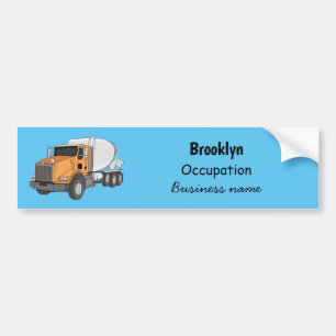 Concrete cement mixing truck cartoon illustration bumper sticker