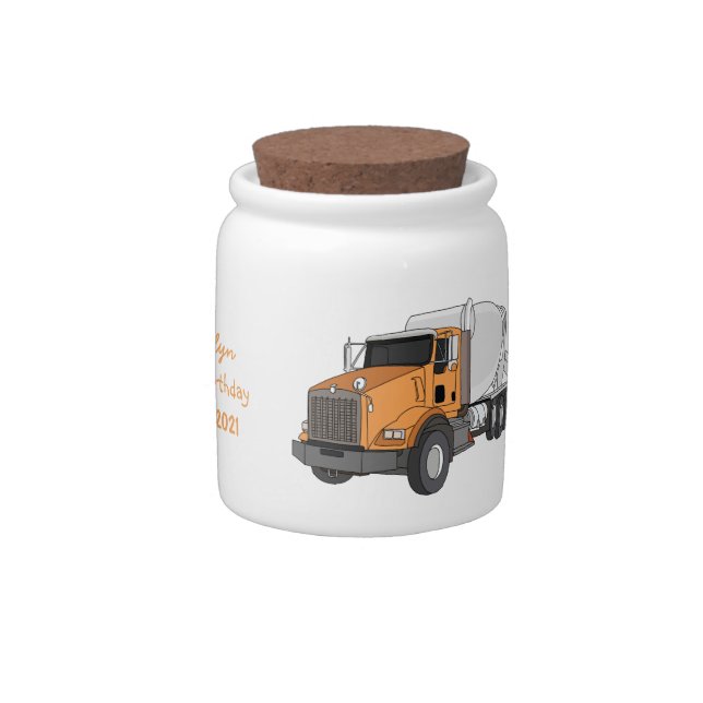 Concrete cement mixing truck cartoon illustration candy jar (Right)