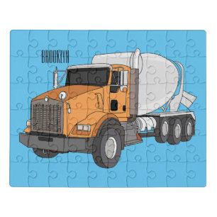 Concrete cement mixing truck cartoon illustration jigsaw puzzle