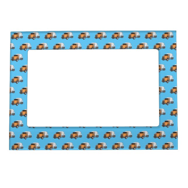 Concrete cement mixing truck cartoon illustration  magnetic frame (Front)