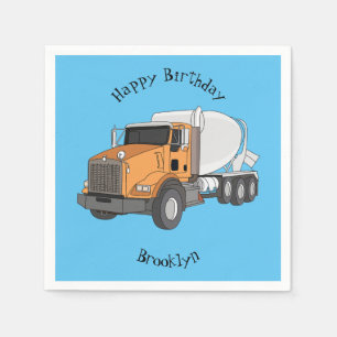 Concrete cement mixing truck cartoon illustration napkins