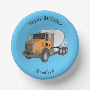 Concrete cement mixing truck cartoon illustration  paper bowls
