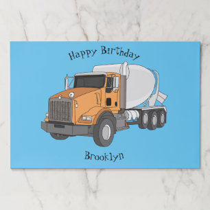 Concrete cement mixing truck cartoon illustration paper pad