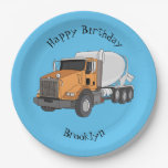 Concrete cement mixing truck cartoon illustration paper plates