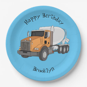 Concrete cement mixing truck cartoon illustration paper plates