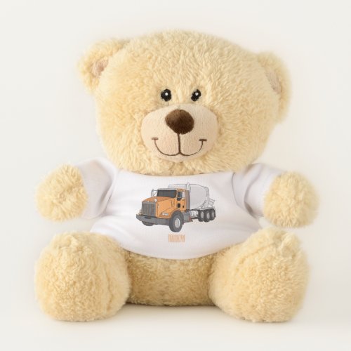 Concrete cement mixing truck cartoon illustration  teddy bear