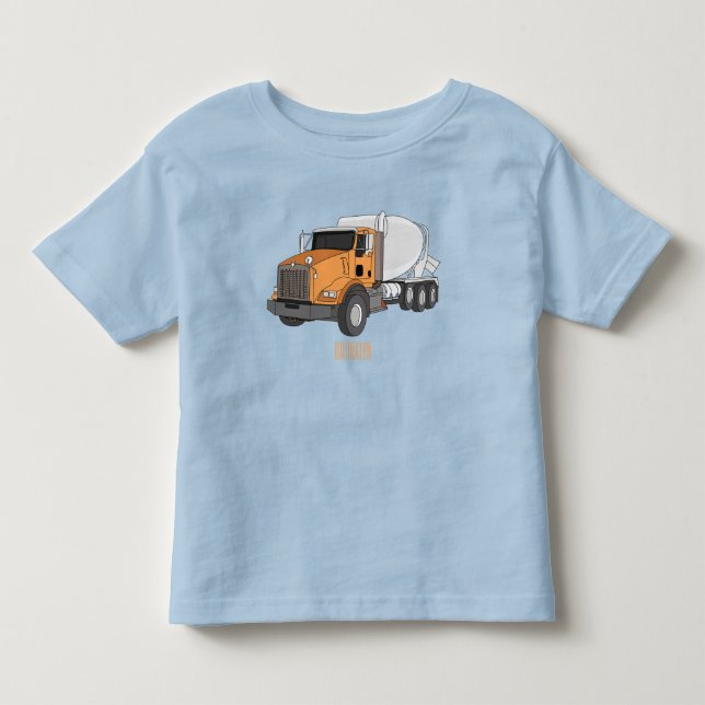 Concrete cement mixing truck cartoon illustration toddler t-shirt (Front)