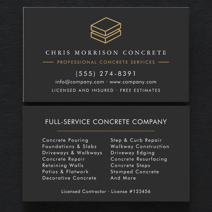 Concrete Cement Services Company Business Card