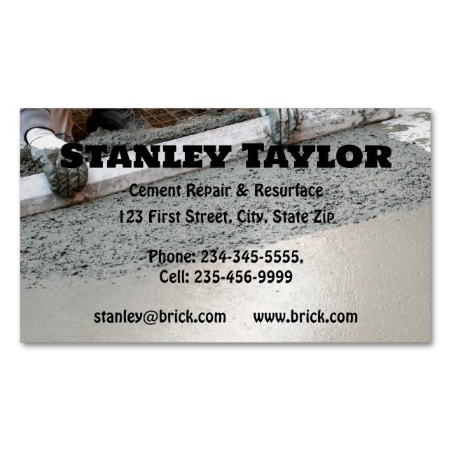 Concrete & Cement Solutions Custom  Business Card Magnet (Front)