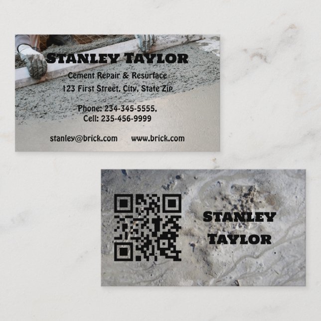 Concrete & Cement Solutions Custom QR Code Business Card (Front/Back)