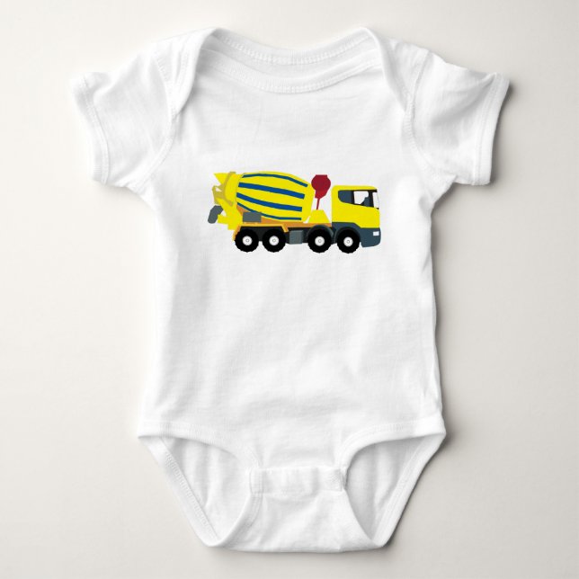 Concrete Cement Truck Construction Trucks Baby Bodysuit (Front)