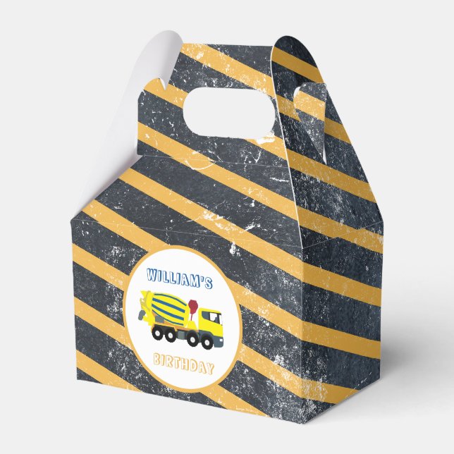 Concrete Cement Truck Construction Trucks Birthday Favor Boxes (Front Side)