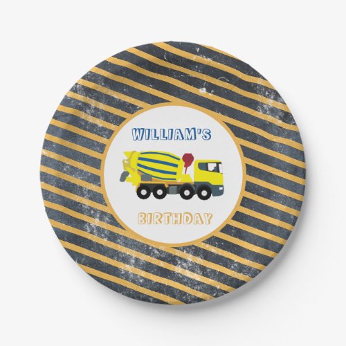 Concrete Cement Truck Construction Trucks Birthday Paper Plates