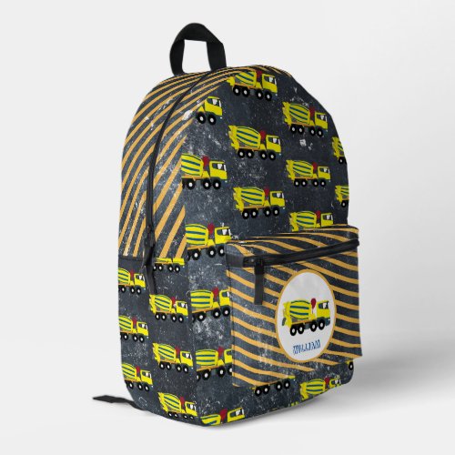 Concrete Cement Truck Construction Trucks Name Printed Backpack