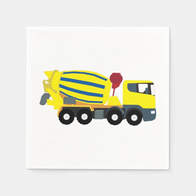 Concrete Cement Truck Construction Trucks Napkins (Front)