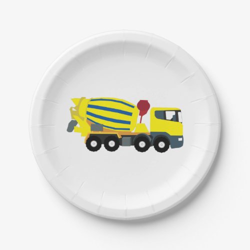 Concrete Cement Truck Construction Trucks Paper Plates