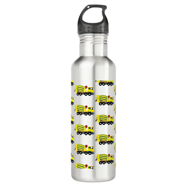 Concrete Cement Truck Construction Trucks Stainless Steel Water Bottle (Front)