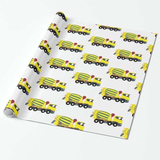 Concrete Cement Truck Construction Trucks Wrapping Paper (Unrolled)
