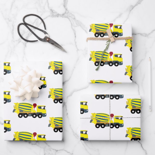 Concrete Cement Truck Construction Trucks Wrapping Paper Sheets (Front)