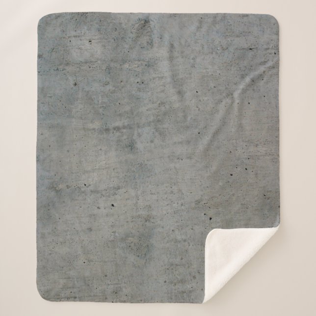 Concrete cement wall gray texture sherpa blanket (Front)