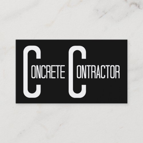 Concrete Contractor Black Simple Business Card