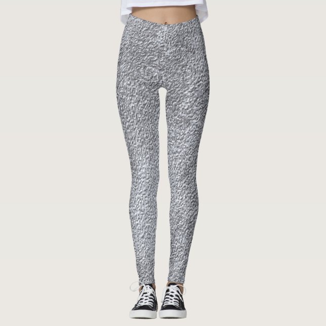 Concrete dark gray Stone Wall Texture Pattern Leggings (Front)