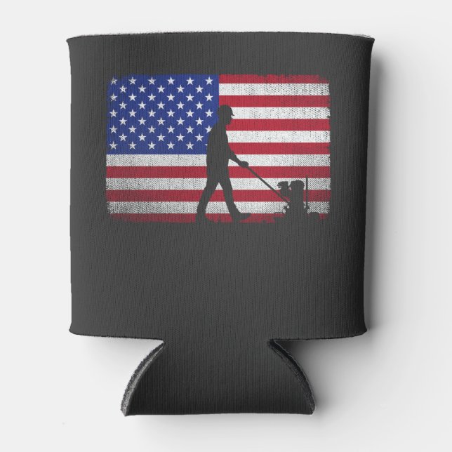 Concrete Finisher American Flag Patriotic  Can Cooler (Front)