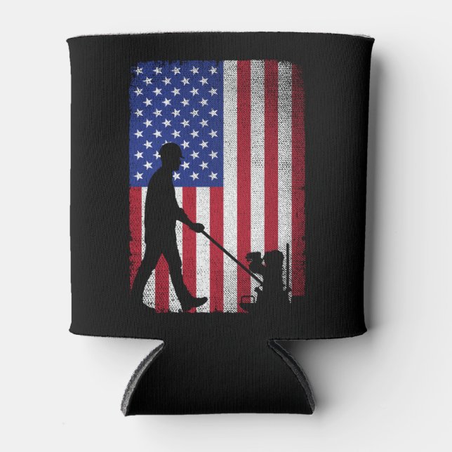 Concrete Finisher American Flag Patriotic  Can Cooler (Front)