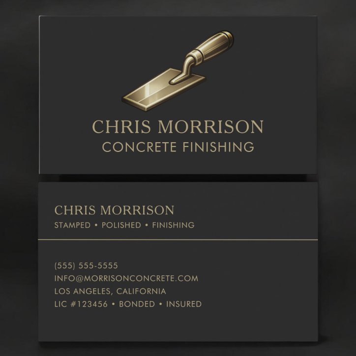 Concrete Finishing Black Gold Business Card
