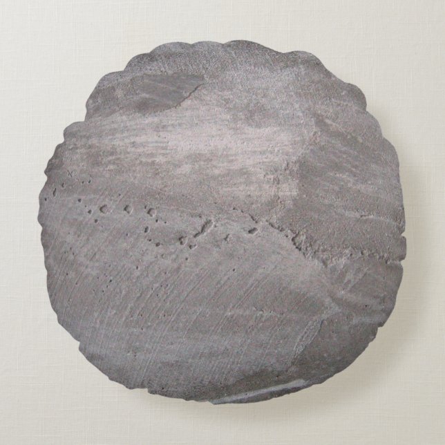 Concrete gray gray wall plaster round pillow (Front)
